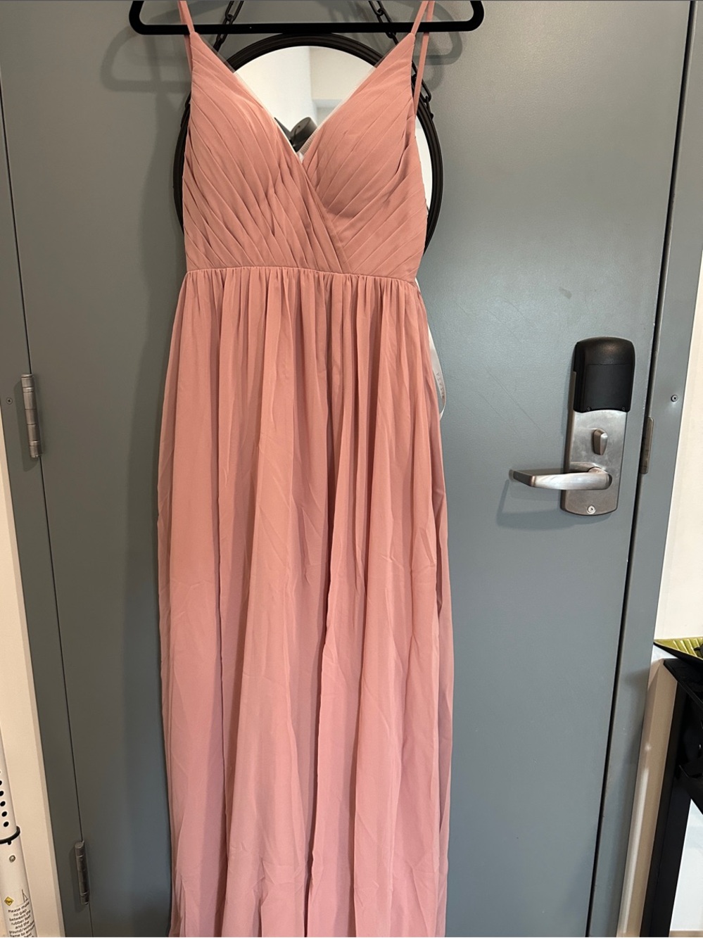 Azazie Blush Pink Spaghetti-Strap Chiffon Wedding Dress